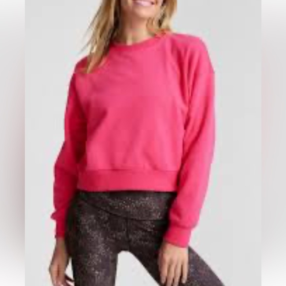 Zara Tops - Zara Bright Pink Cropped Sweatshirt velvet texture medium Gorpcore EUC